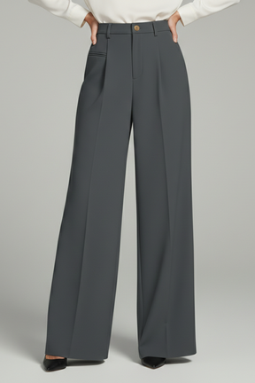 Mujer Palazzo Pantalón con Front Pleats y Back bolsillos