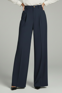 Mujer Palazzo Pantalón con Front Pleats y Back bolsillos