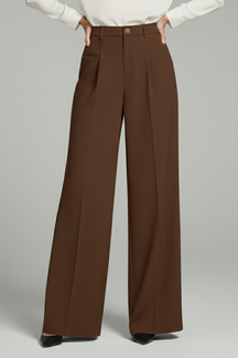 Mujer Palazzo Pantalón con Front Pleats y Back bolsillos