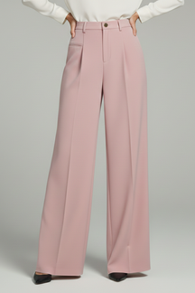 Mujer Palazzo Pantalón con Front Pleats y Back bolsillos