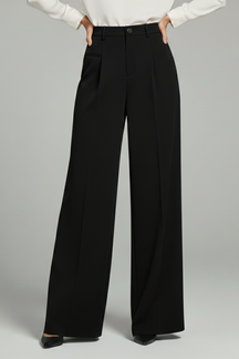 Mujer Palazzo Pantalón con Front Pleats y Back bolsillos