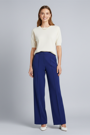 Mujer Palazzo Pantalón con Talle Alto y Pleats