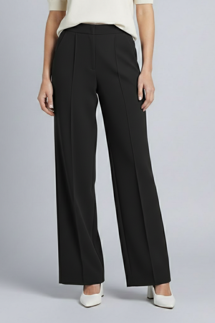 Mujer Palazzo Pantalón con Talle Alto y Pleats