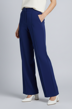 Mujer Palazzo Pantalón con Talle Alto y Pleats