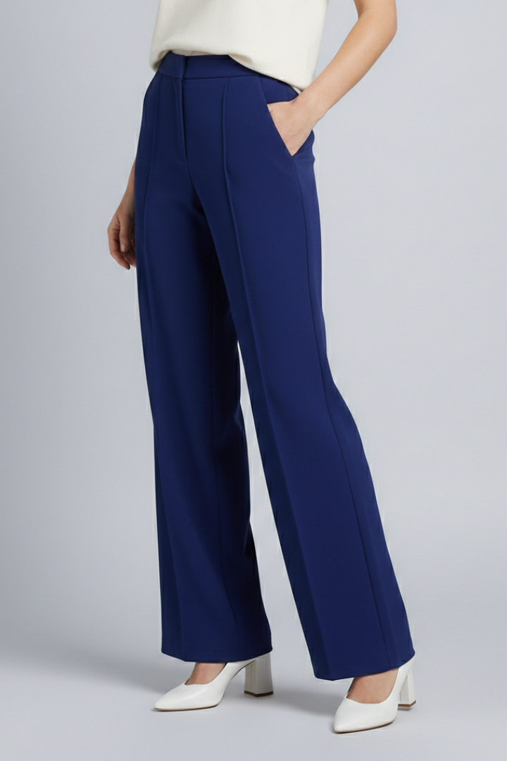Mujer Palazzo Pantalón con Talle Alto y Pleats