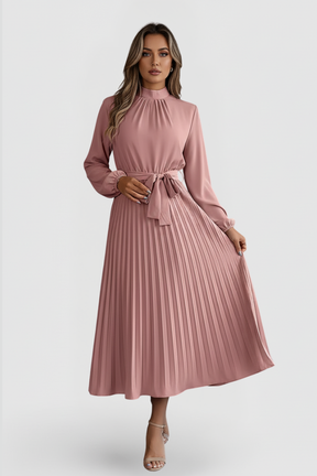 Mujer Plisado Vestido de Manga Larga y cintura Tie