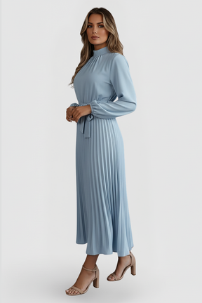 Mujer Plisado Vestido de Manga Larga y cintura Tie