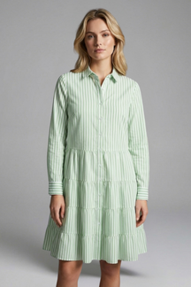 Mujer Vestido Camisero con cierre de botones y Tiered Falda