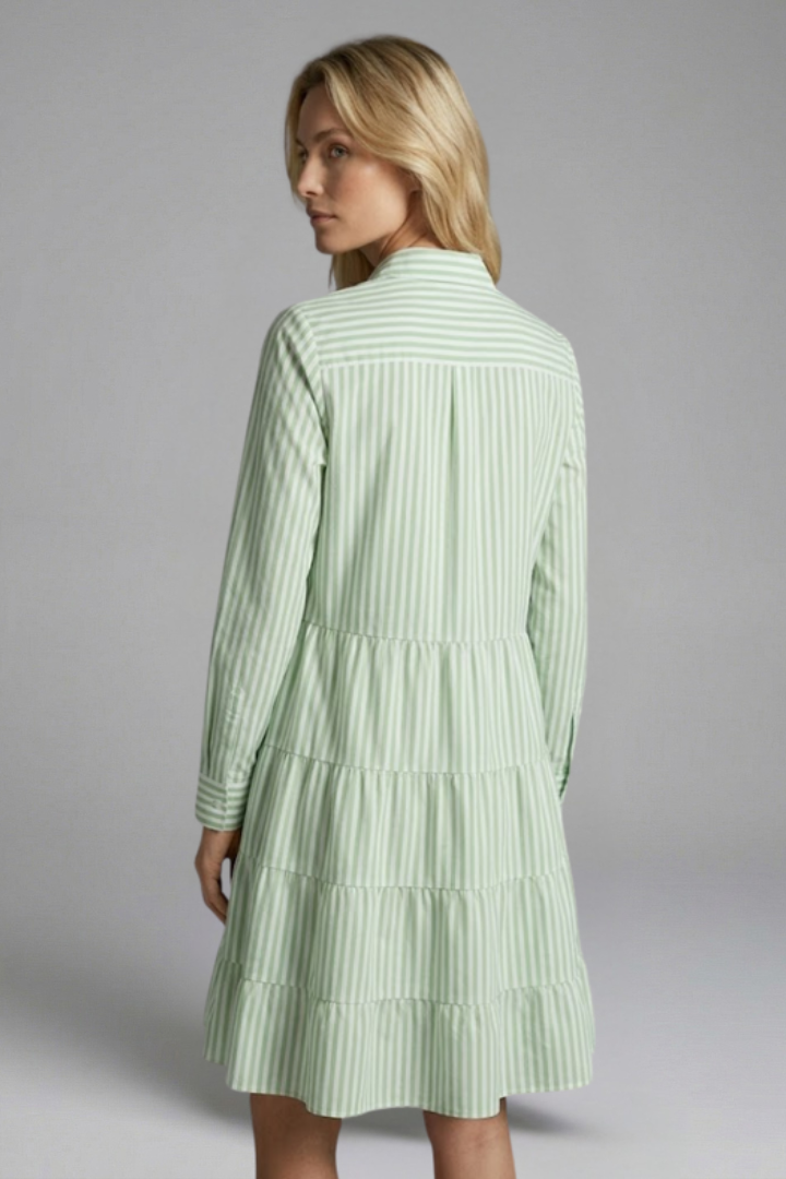 Mujer Vestido Camisero con cierre de botones y Tiered Falda