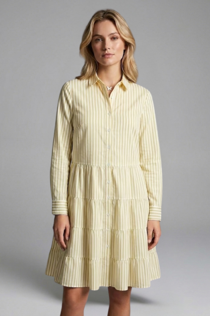 Mujer Vestido Camisero con cierre de botones y Tiered Falda