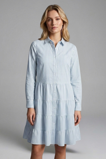 Mujer Vestido Camisero con cierre de botones y Tiered Falda