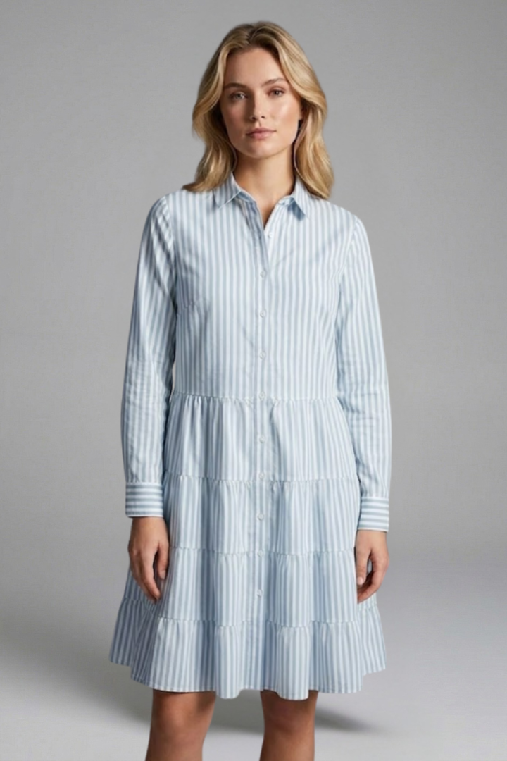 Mujer Vestido Camisero con cierre de botones y Tiered Falda