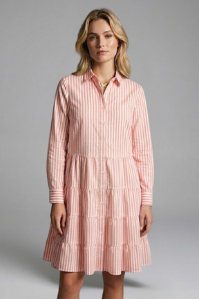 Mujer Vestido Camisero con cierre de botones y Tiered Falda