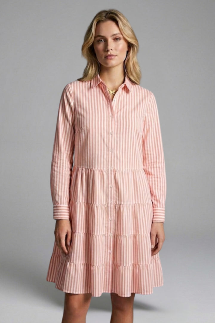 Mujer Vestido Camisero con cierre de botones y Tiered Falda