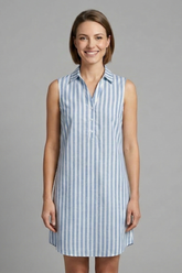 Mujer Vestido Camisero con cierre frontal de botones y de Rayas estampado