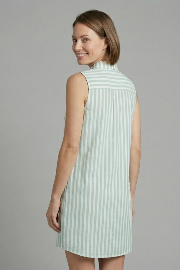 Mujer Vestido Camisero con cierre frontal de botones y de Rayas estampado