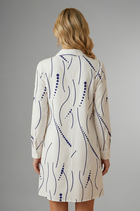 Mujer Vestido Camisero con cierre frontal de botones y Wavy estampado