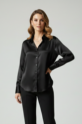 Mujer Camisa con cierre de botones y Collared Neck