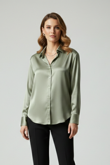Mujer Camisa con cierre de botones y Collared Neck