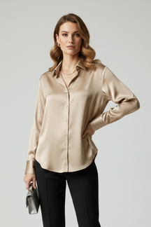 Mujer Camisa con cierre de botones y Collared Neck