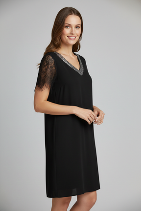 Mujer Short Vestido con escote en V y Lace mangas