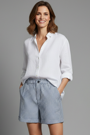 Mujer Shorts con botón cintura y bolsillos laterales