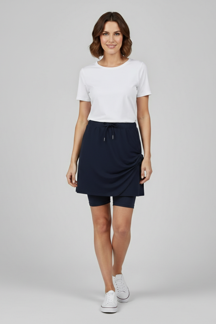 Mujer Falda con Drawstring cintura y Built-In Shorts