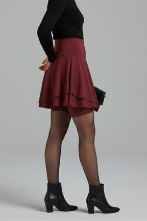 Mujer Falda con Talle Alto y Built-In Shorts