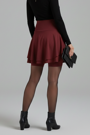 Mujer Falda con Talle Alto y Built-In Shorts