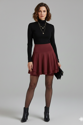Mujer Falda con Talle Alto y Built-In Shorts