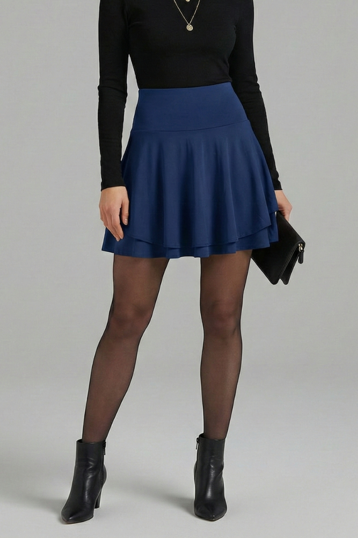 Mujer Falda con Talle Alto y Built-In Shorts