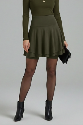 Mujer Falda con Talle Alto y Built-In Shorts