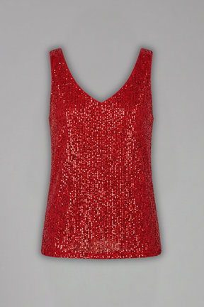Mujer Sin Mangas top con de Cuello en V y Sequin Surface