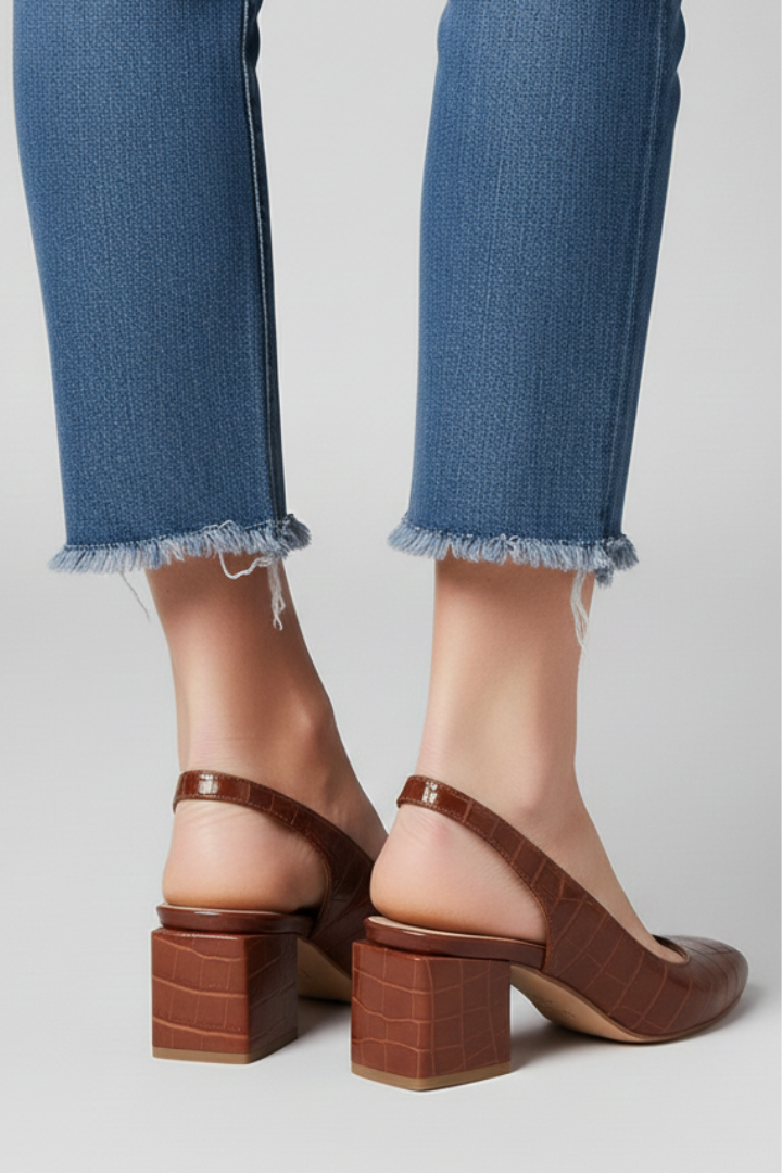 Mujer Slingback Pumps con Pointed Toe y Adjustable Strap
