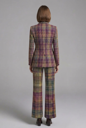 Mujer Suit conjunto con de Doble Botonadura blazer y Pierna Ancha Pantalón
