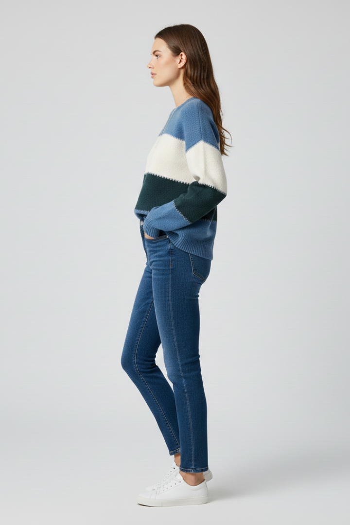 Mujer Jersey con de Rayas Surface y Relaxed Shape