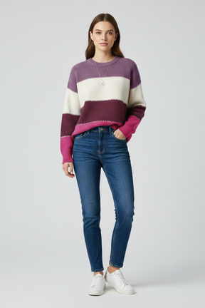 Mujer Jersey con de Rayas Surface y Relaxed Shape