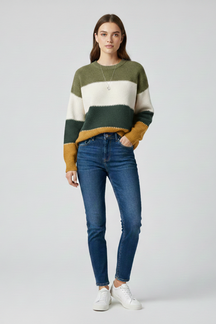Mujer Jersey con de Rayas Surface y Relaxed Shape
