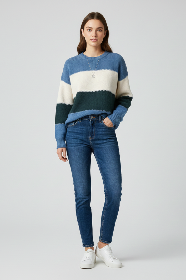 Mujer Jersey con de Rayas Surface y Relaxed Shape