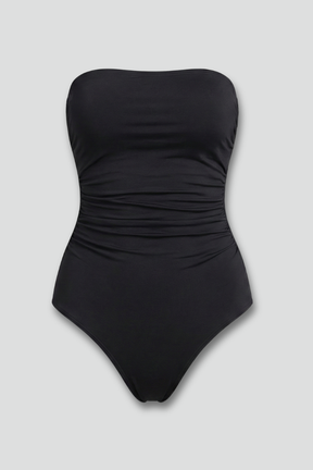 Mujer Swimsuit con Strapless Neckline y Ruched Front