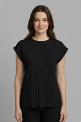 Mujer T-Camisa con High Neckline y Plisado Surface