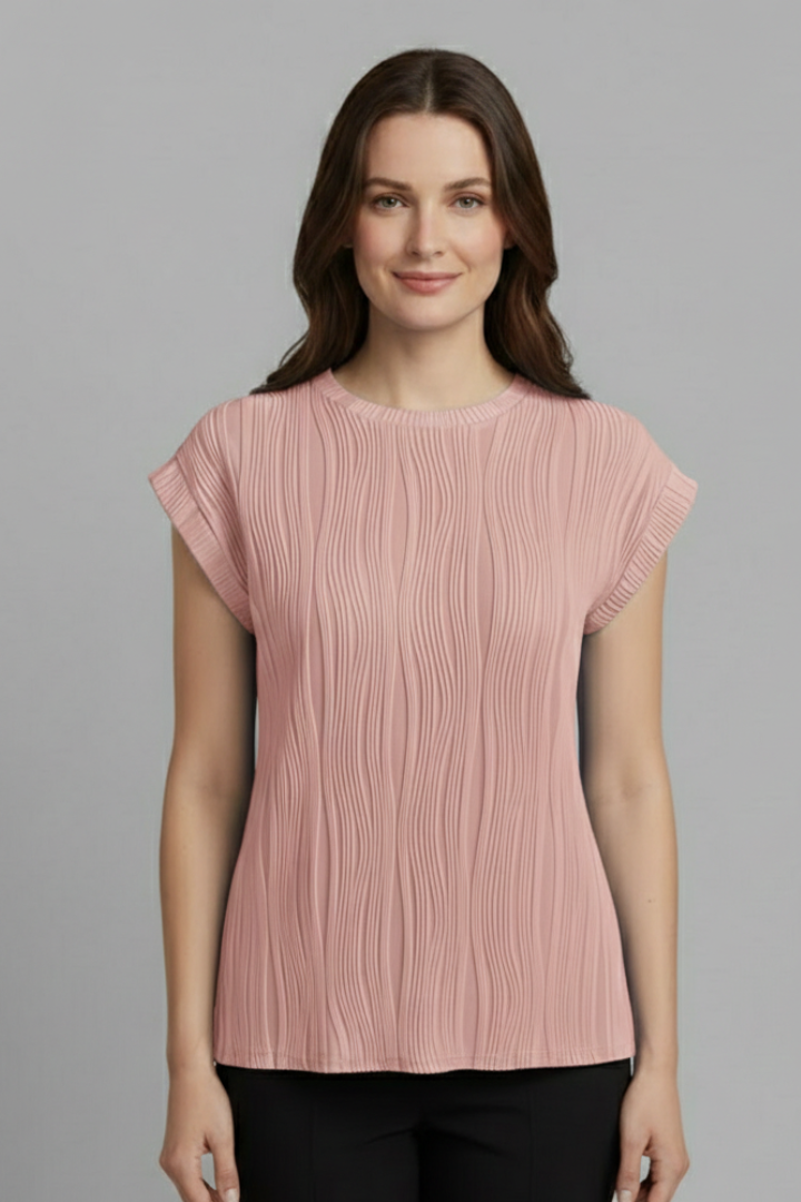 Mujer T-Camisa con High Neckline y Plisado Surface