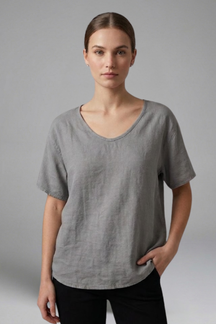 Women’s T-camisa con cuello redondo y manga corta