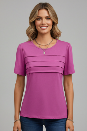 Mujer T-Camisa con de Cuello Redondoline y Layered Front