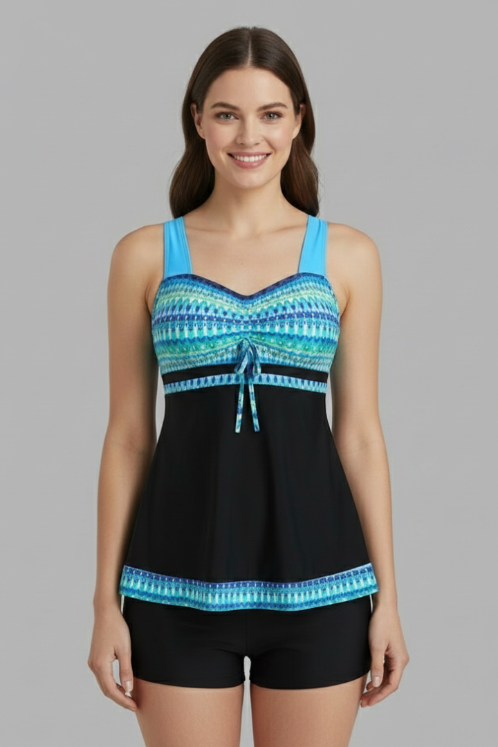 Mujer Tankini Swimsuit con Tie top y Ruched Falda