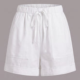 Mujer Texturizado Shorts con Drawstring cintura y Front Patch bolsillos