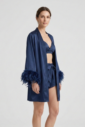 Mujer Three Piece conjunto con Robe y Shorts