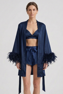 Mujer Three Piece conjunto con Robe y Shorts