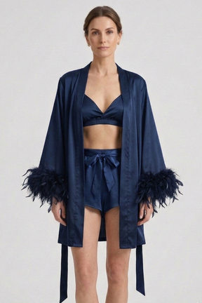 Mujer Three Piece conjunto con Robe y Shorts