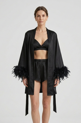 Mujer Three Piece conjunto con Robe y Shorts
